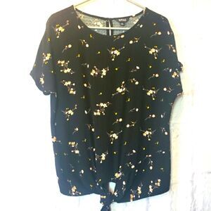 BUFFALO DAVID BITTON Knotted Front Oversized Floral Top Small